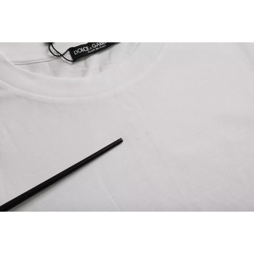 Dolce & Gabbana White Cotton Round Neck Short Sleeve T-shirt
