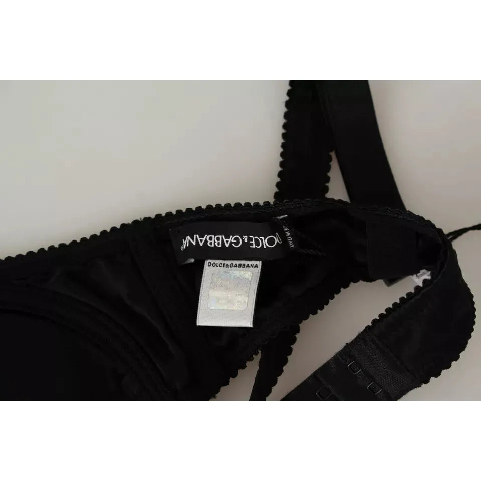 Dolce & Gabbana Black Silk Lace Balconcino Bra Underwear BIK829-IT1