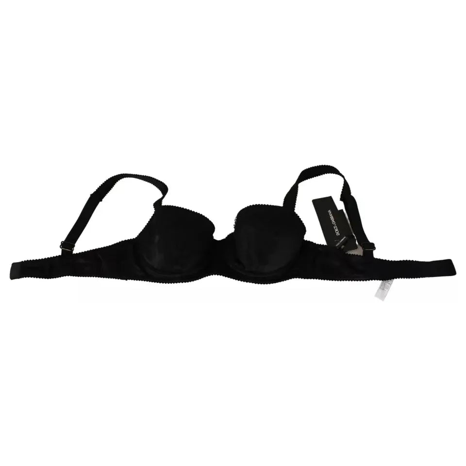 Dolce & Gabbana Black Silk Lace Balconcino Bra Underwear BIK829-IT1