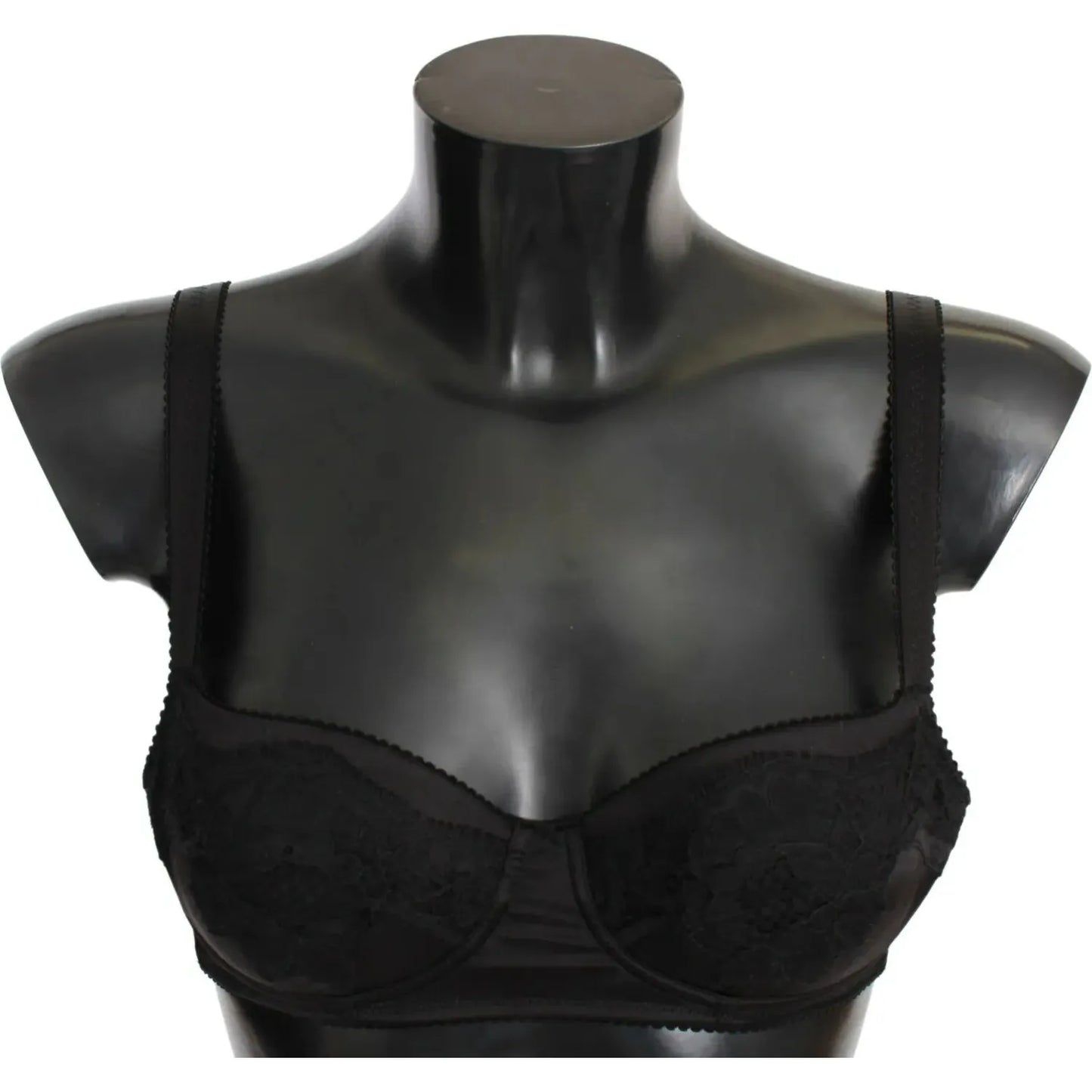 Dolce & Gabbana Black Silk Lace Balconcino Bra Underwear BIK829-IT1