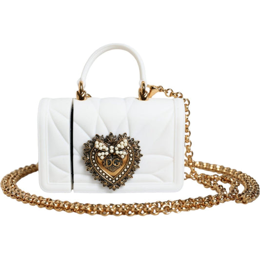 Dolce & Gabbana White Silicone Devotion Heart Cover Hand Bag Airpod Case BAG1522