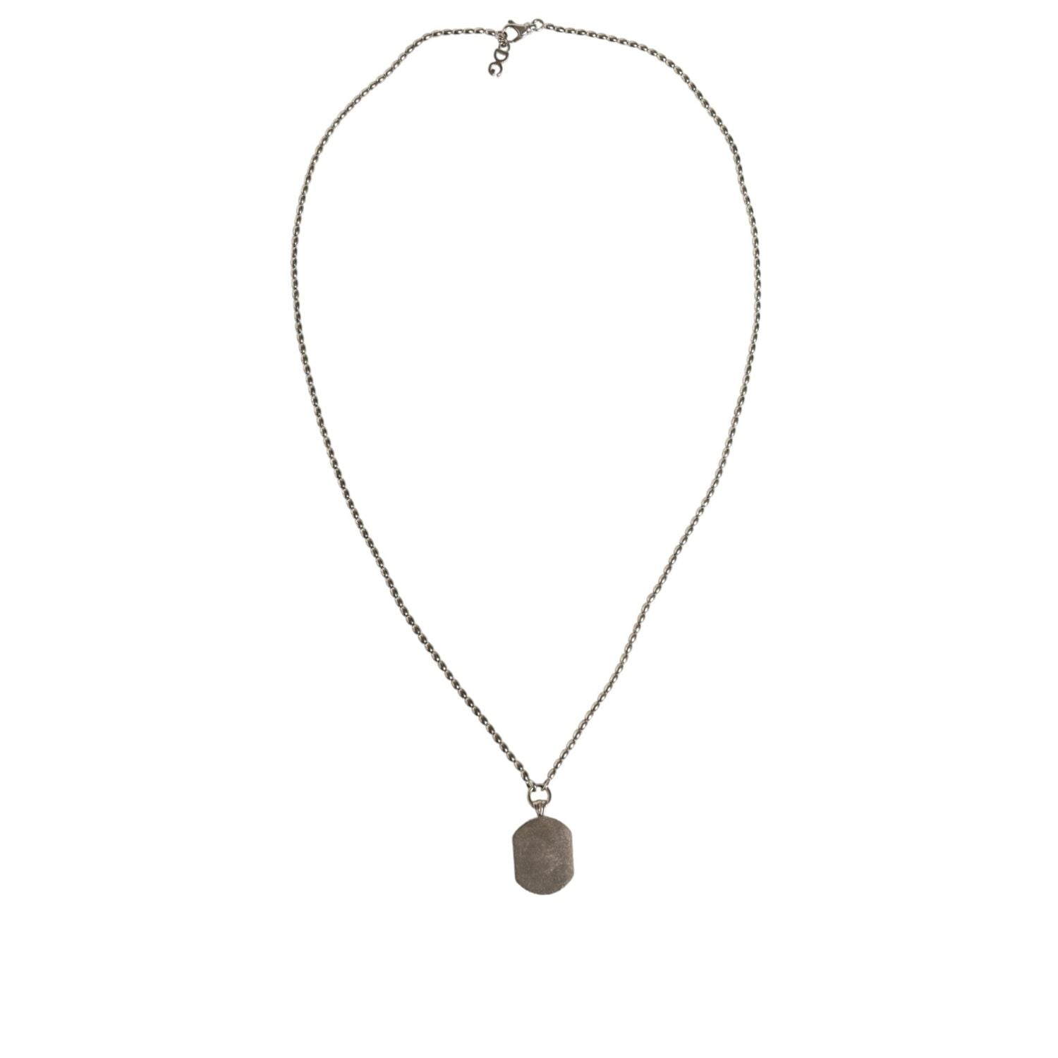 Dolce & Gabbana Sterling Silver 925 Chain Bar Gem Pendant Logo Necklace