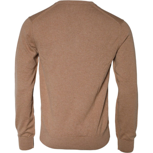 Dolce & Gabbana Brown Cashmere Knit V-neck Pullover Sweater TSH85141-52