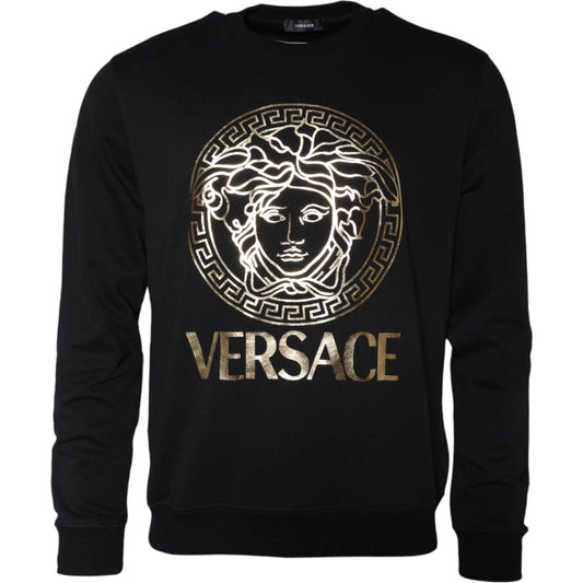 Versace Black Medusa Fleece Cotton Crew Neck Sweatshirt Sweater TSH86765-L