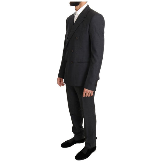 Dolce & Gabbana Gray Wool Silk Double Breasted Slim Suit KOS1104-1