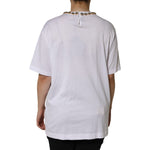 Dolce & Gabbana White Crystal Neckline Embellished Printed T-shirt TSH84252-36