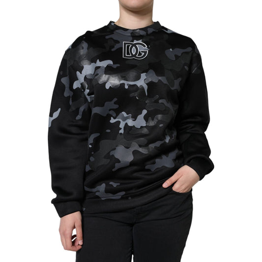Dolce & Gabbana Black Camouflage Round Neck Sweatshirt Sweater TSH86625-42