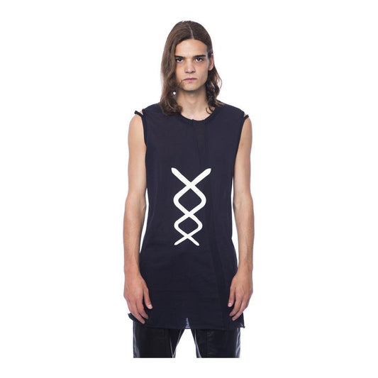 Nicolo Tonetto Black Cotton Men Tank Top NI-12982-XS