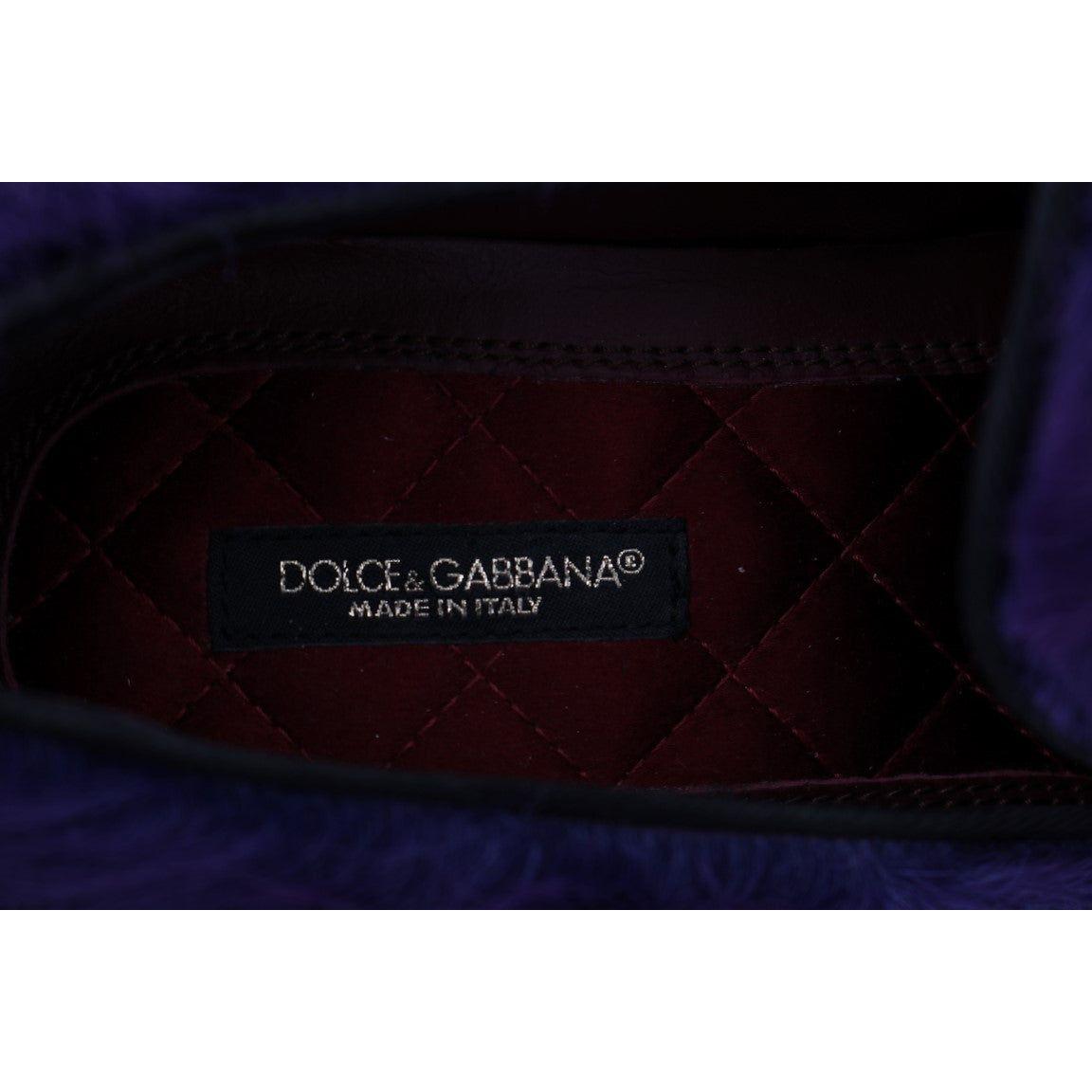Dolce & Gabbana Purple Sheep Fur Leather Loafers LA4142-8