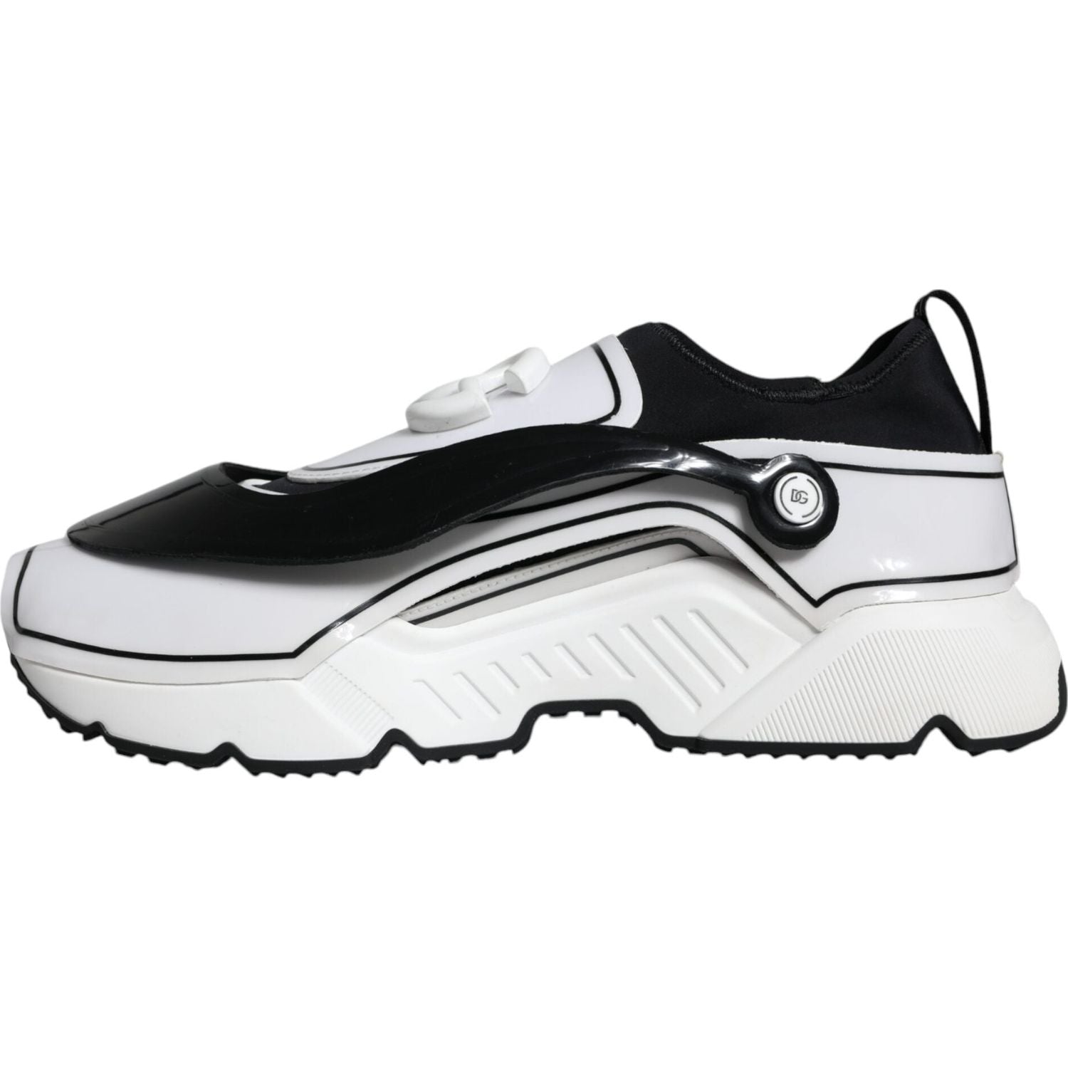 Dolce & Gabbana White Black Logo Plaque Daymaster Sneakers Shoes