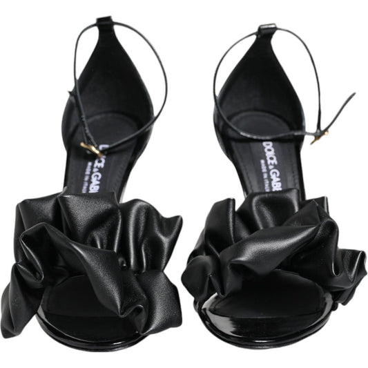 Dolce & Gabbana Black Leather Ankle Strap Heel Sandals Shoes LA11753-37