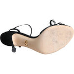 Dolce & Gabbana Black Leather Crystal Bow Heels Sandals Shoes LA11934-38