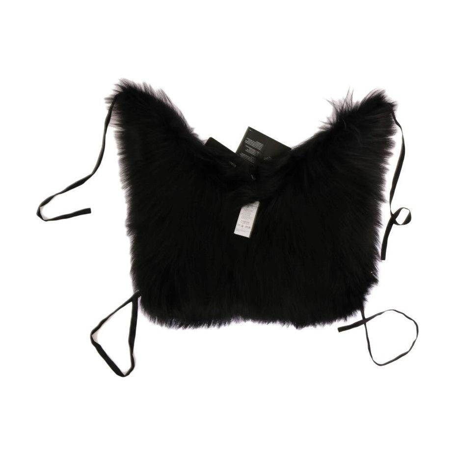 Dolce & Gabbana Black Silver Fox Fur Scarf MS1876-1