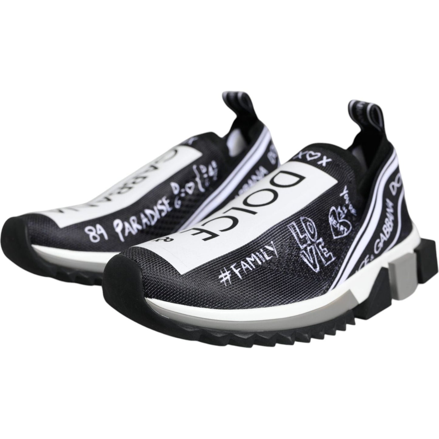 Dolce & Gabbana Black White Sorrento Low Top Sneakers Shoes LA9176-35.5
