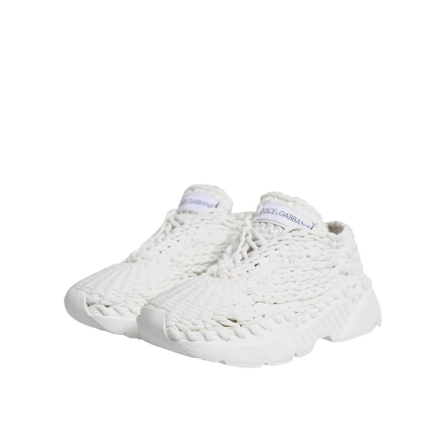 Dolce & Gabbana White Knitted Daymaster Sneakers Shoes