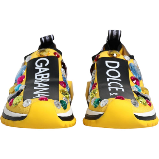 Dolce & Gabbana Yellow Sorrento Crystals Low Top Sneakers Shoes LA12020-36.5