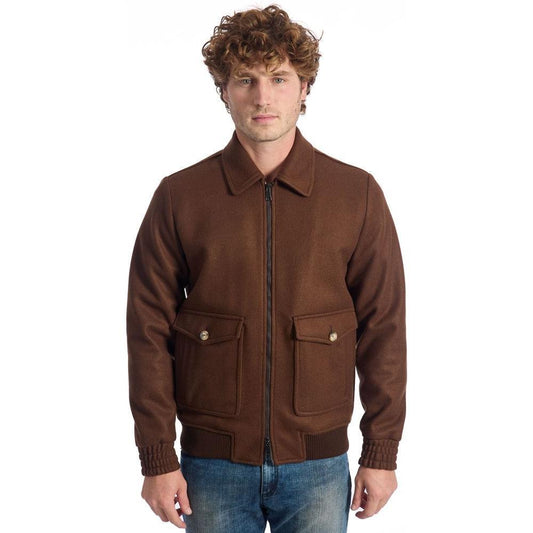 Roberto Pepe Luxury Brown Wool Men Jacket RO-24680-IT48 | M