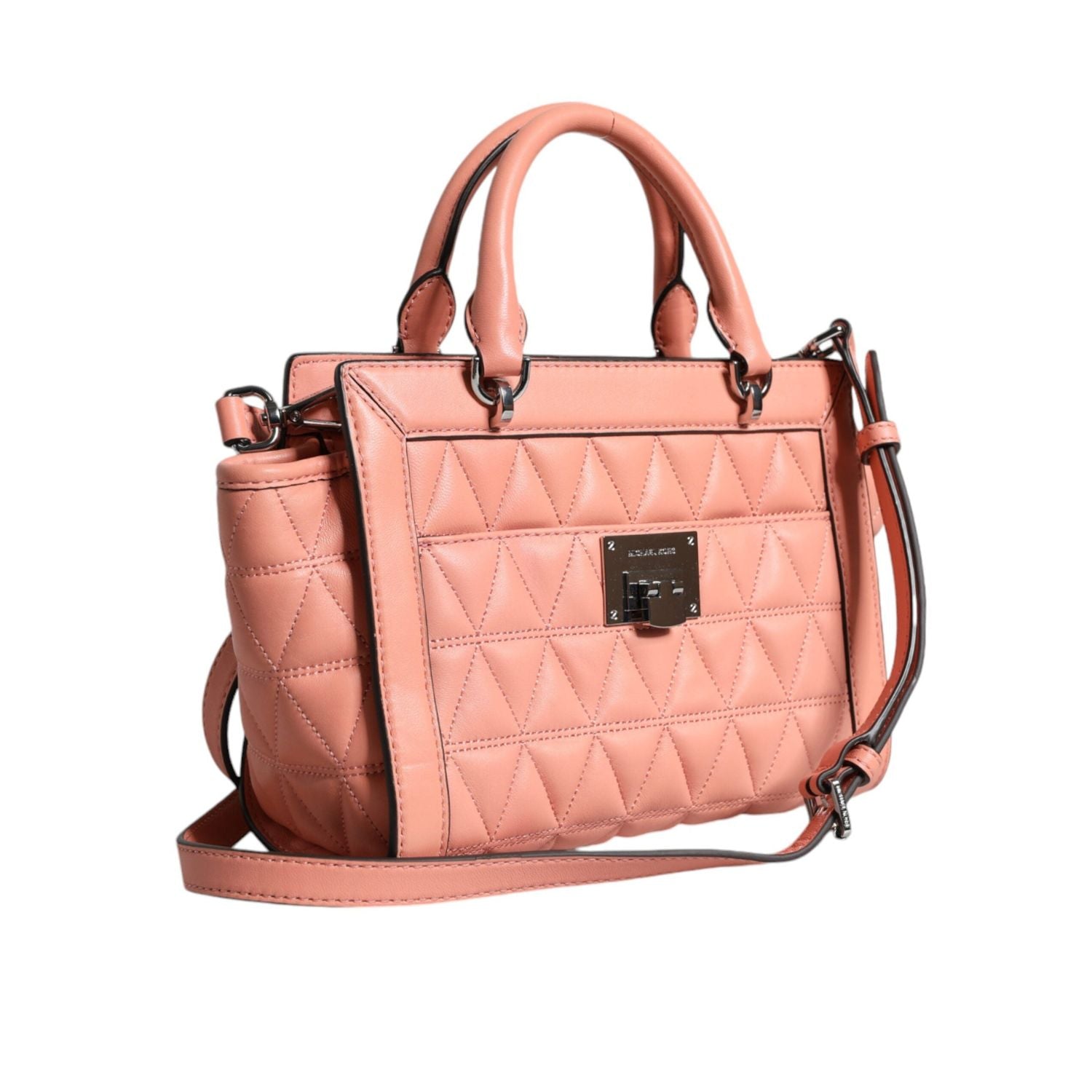 Front view with bag zipped and handles upright.