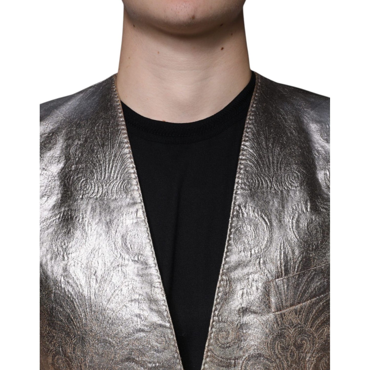 Dolce & Gabbana Gold Jacquard Single Breasted Dress Blazer