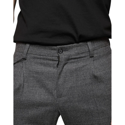 Dolce & Gabbana Gray Check Tartan Wool Skinny Pants