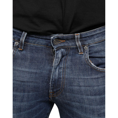 Dolce & Gabbana Dark Blue Washed Cotton Skinny Denim Jeans