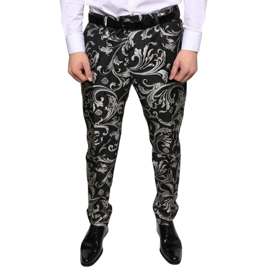 Dolce & Gabbana Black Jacquard Skinny Dress Pants PAN75331-46