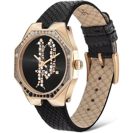 Police Black Leather Watch 1728,67434610848,Black,New with tags,Police,Watches,Watches for Women - Watches,Women POPEWLA2008201AC