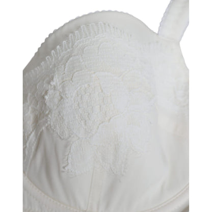 Dolce & Gabbana White Silk Stretch Panty Balconette Bra Underwear