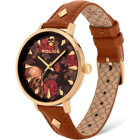 Police Brown Leather Watch 1728,67434610848,Brown,New with tags,Police,Watches,Watches for Women - Watches,Women POPL16034MSG02AC