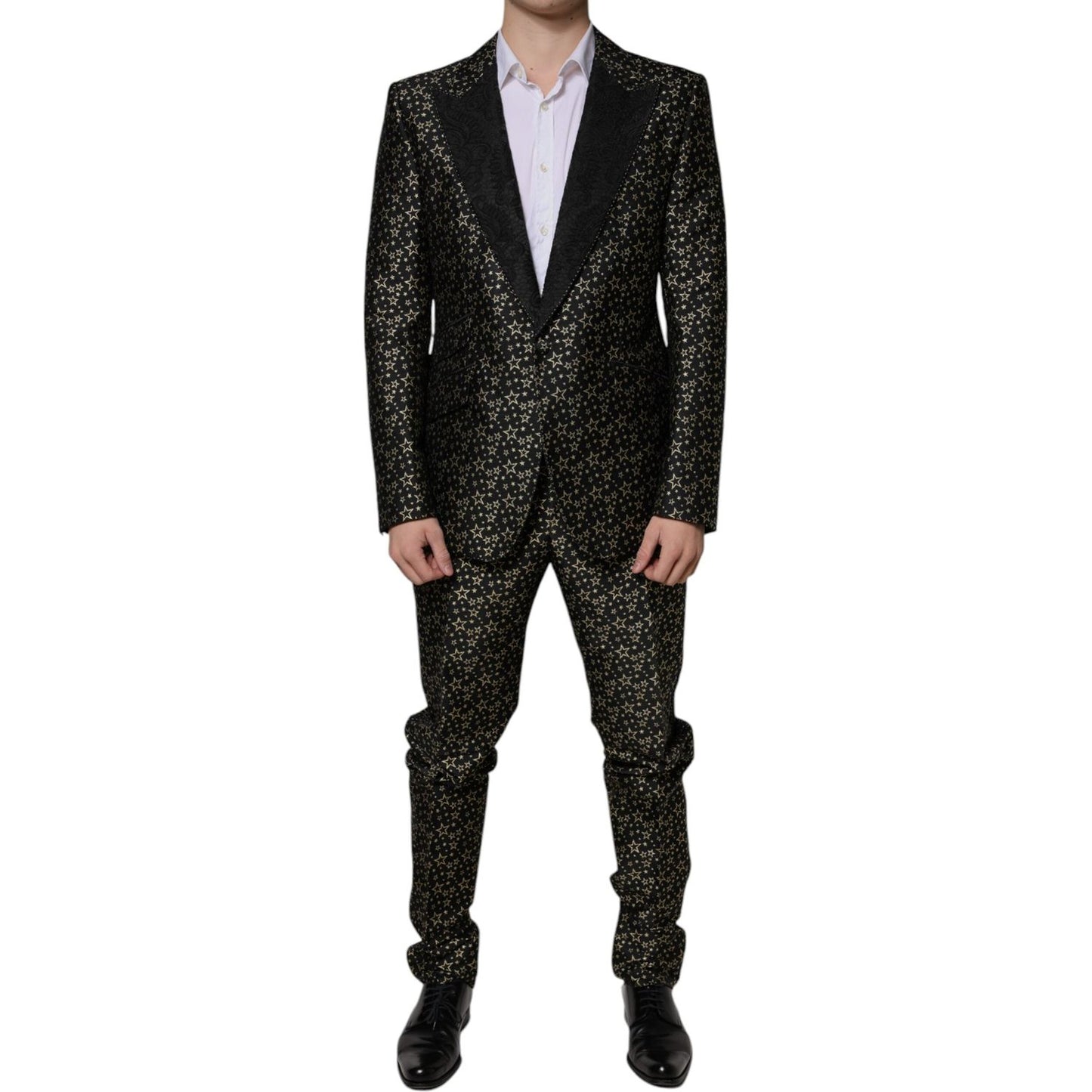 Dolce & Gabbana Black Stars Jacquard SICILIA 2 Piece Suit KOS2263-44