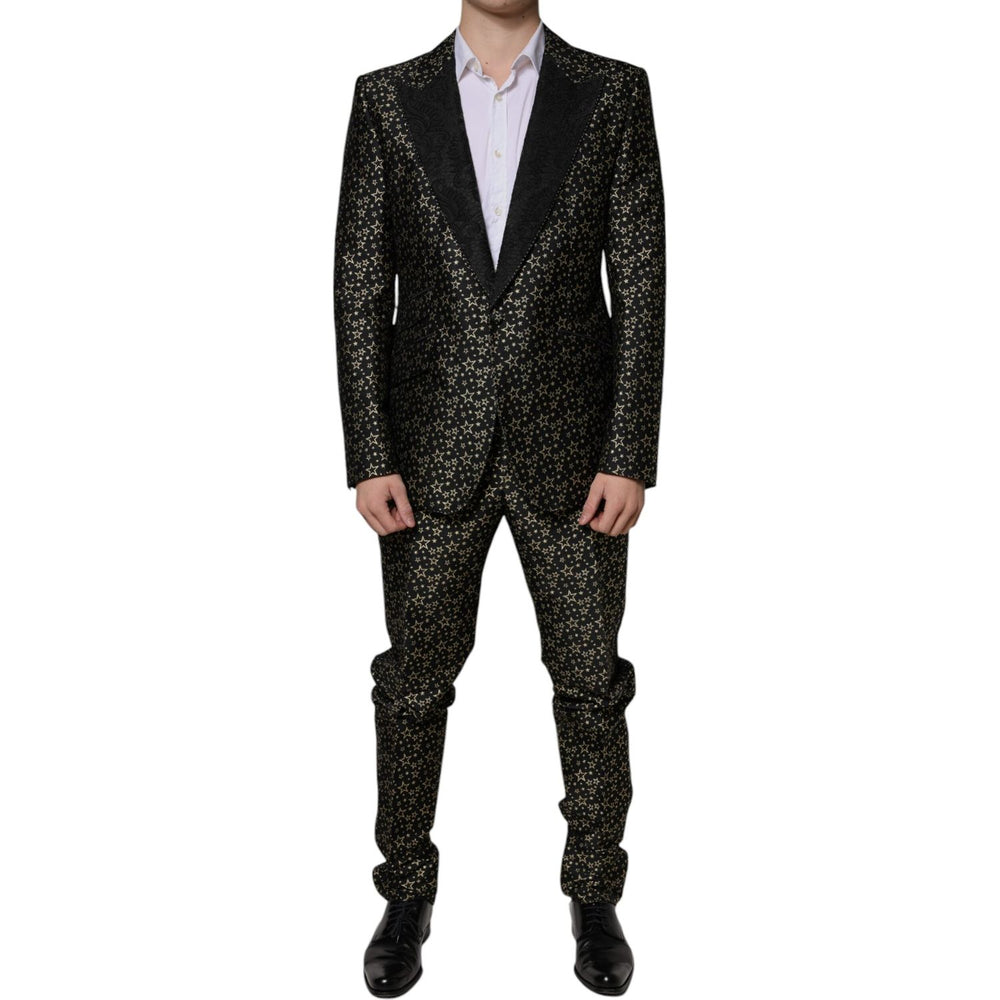 Dolce & Gabbana Black Stars Jacquard SICILIA 2 Piece Suit KOS2263-44