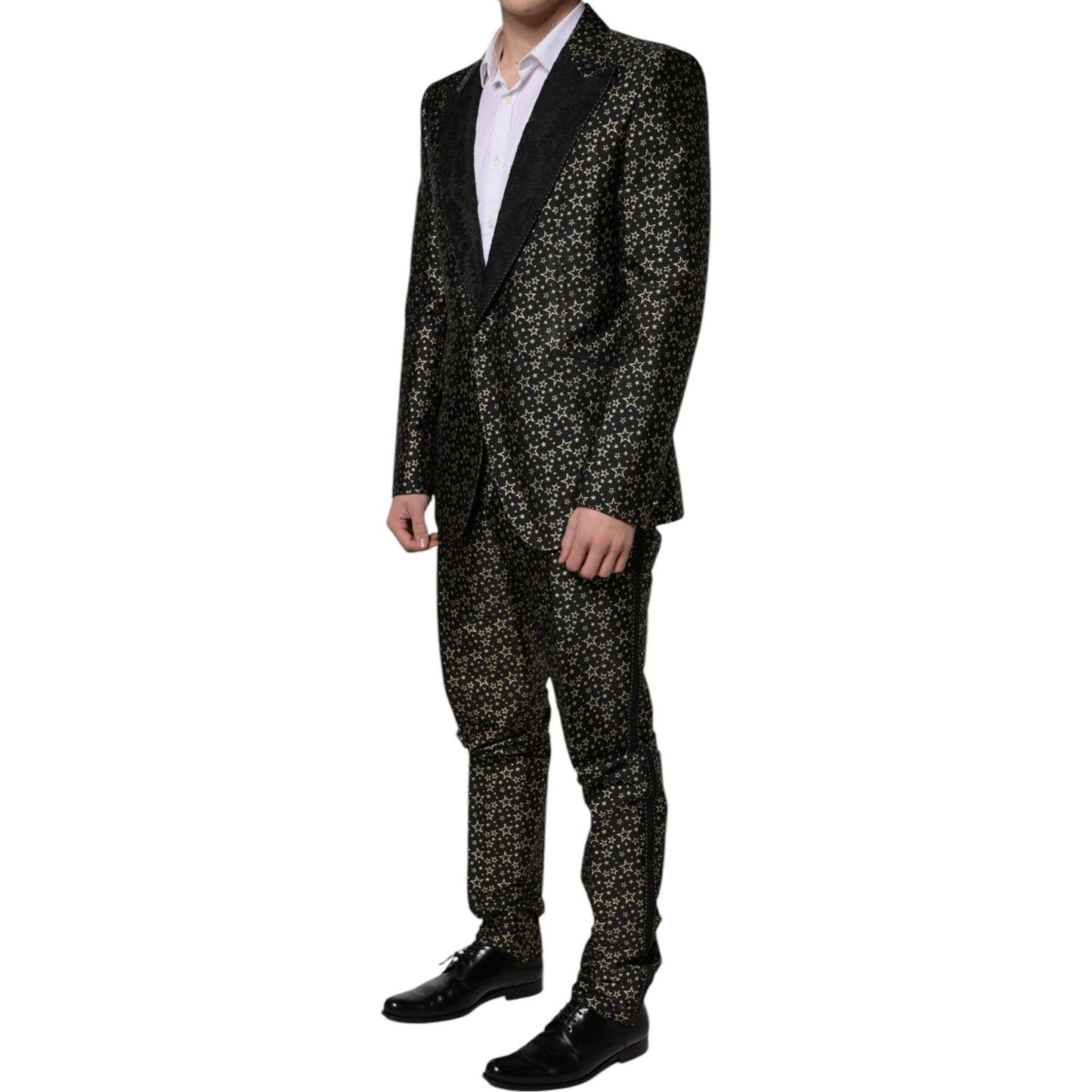 Dolce & Gabbana Black Stars Jacquard SICILIA 2 Piece Suit KOS2263-44
