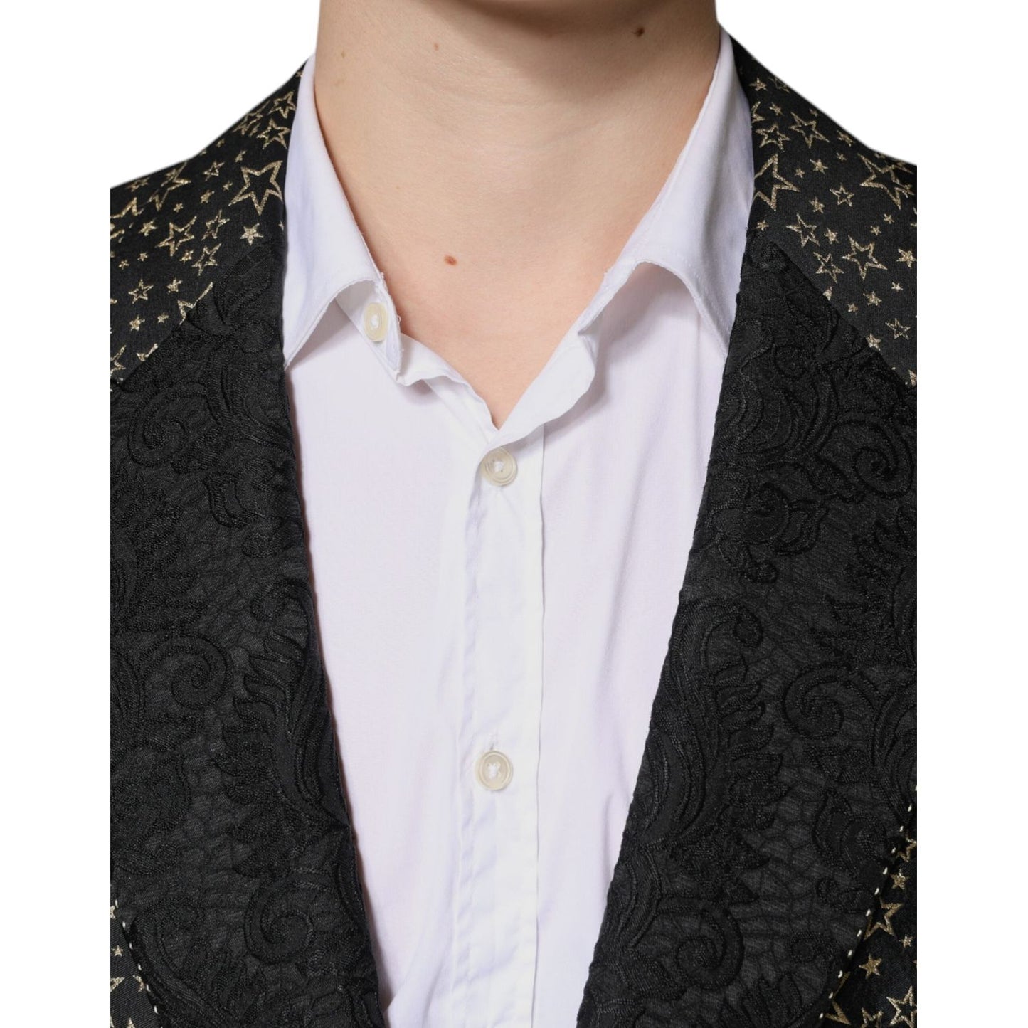 Dolce & Gabbana Black Stars Jacquard SICILIA 2 Piece Suit KOS2263-44