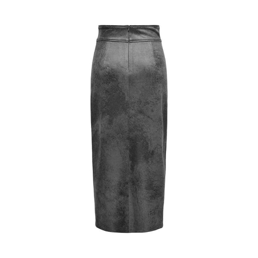 Only Gray Artificial Leather Skirt ON-15562700136-IT40|S