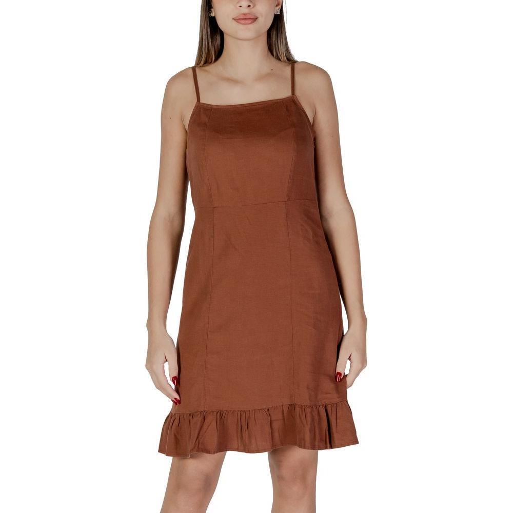 B.Young Brown Linen Midi BY-14885400140-IT36|XXS