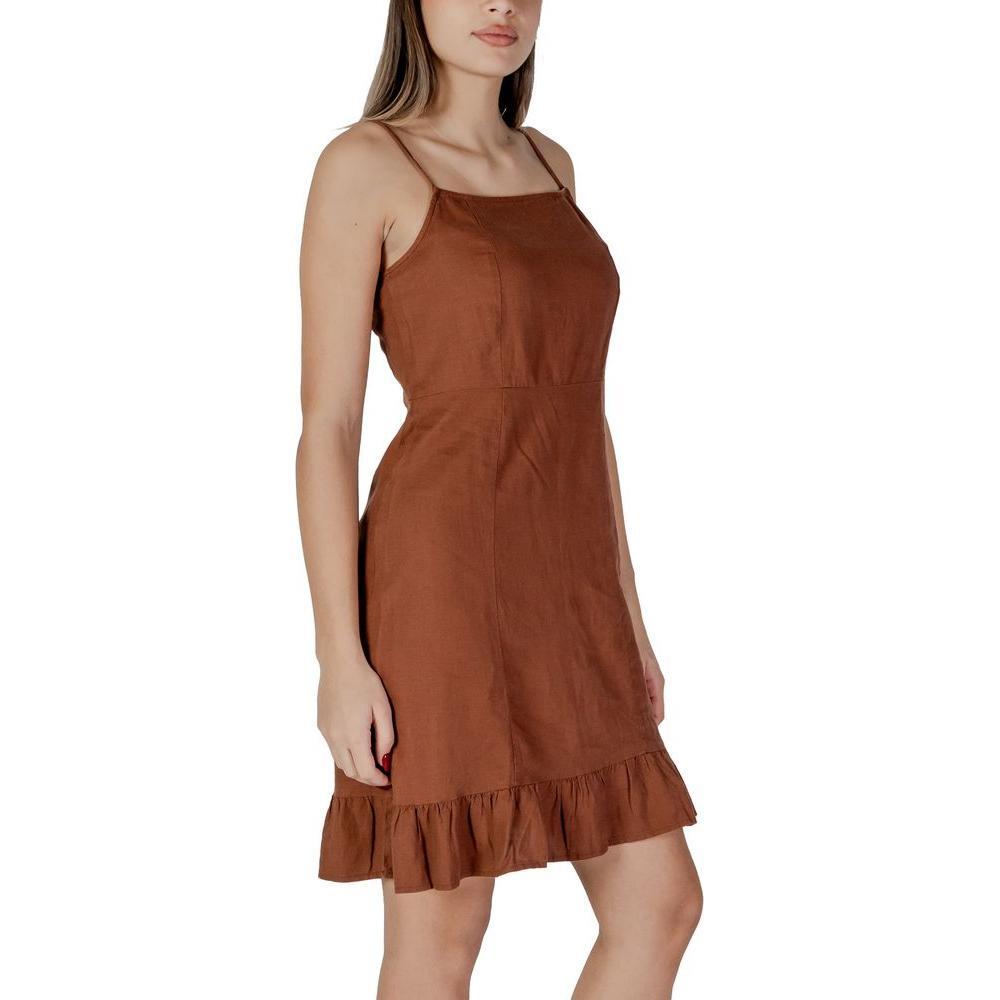 B.Young Brown Linen Midi BY-14885400140-IT36|XXS