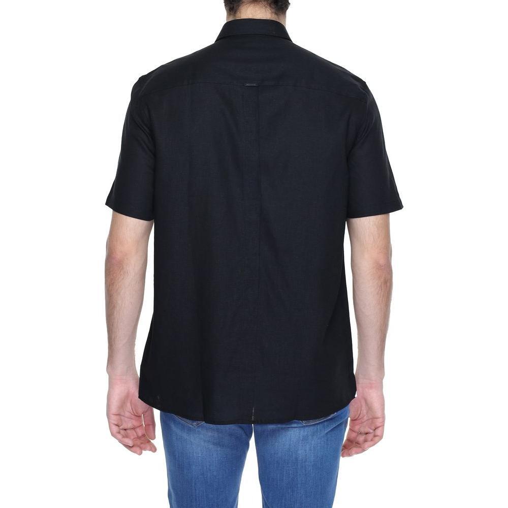 Antony Morato Black Linen Shortsleeve AN-13370300009-IT50 | L