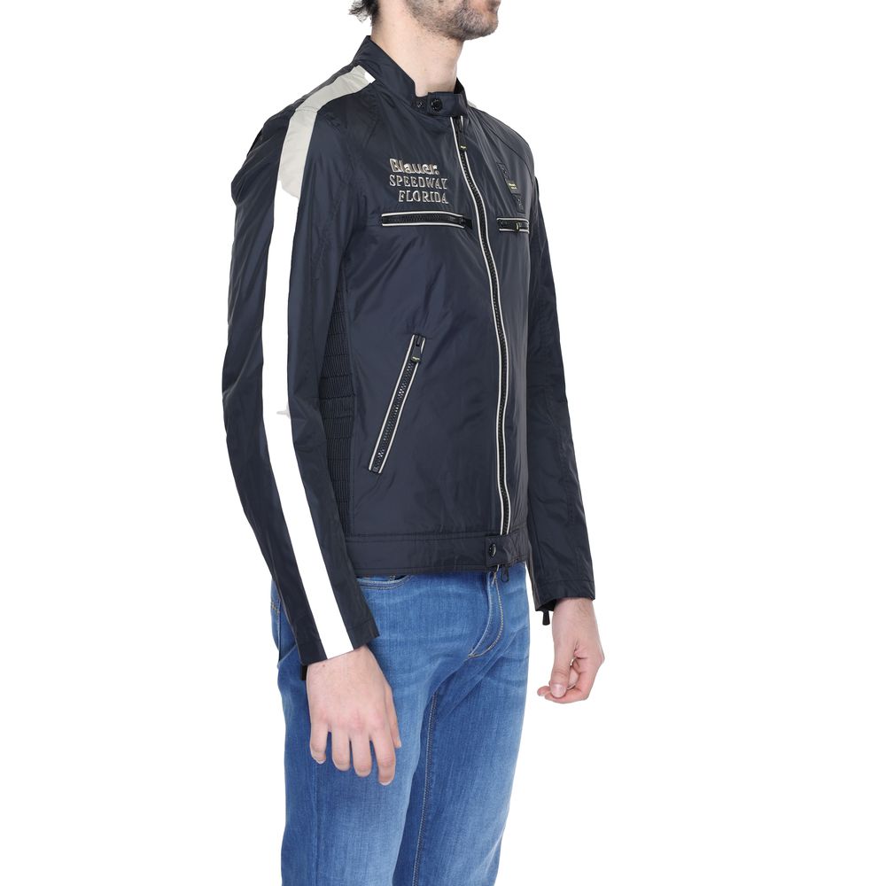 Blauer Black Polyamide Biker Jacket
