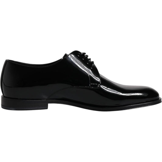 Dolce & Gabbana Black Patent Leather Derby Formal Dress Shoes