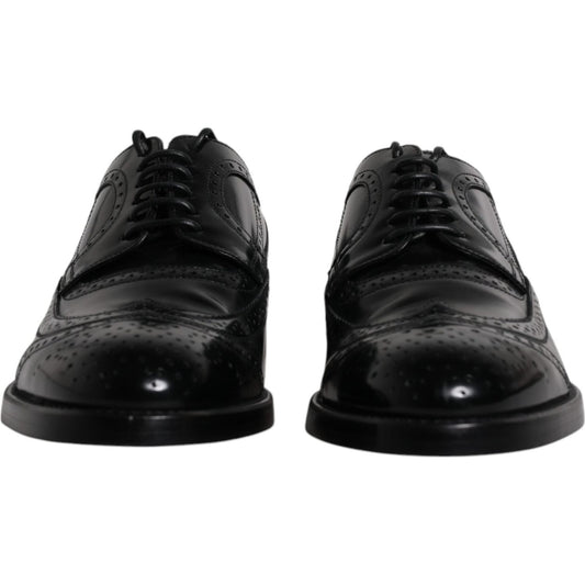Dolce & Gabbana Black Leather Derby Wingtip Formal Shoes MV6503-43