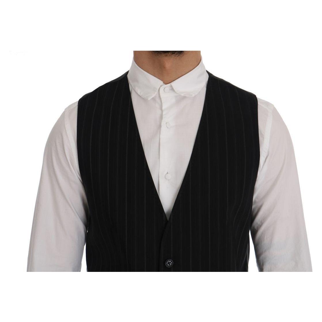 Dolce & Gabbana Black STAFF Cotton Striped Vest SIG60344-2
