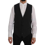 Dolce & Gabbana Elegant Gray Striped Men's Waistcoat Vest Dolce & Gabbana Black