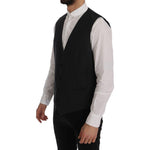 Dolce & Gabbana Elegant Gray Striped Men's Waistcoat Vest Dolce & Gabbana Black