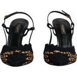 Dolce & Gabbana Black Brown Lace High Heels Slingback Shoes LA12021-35
