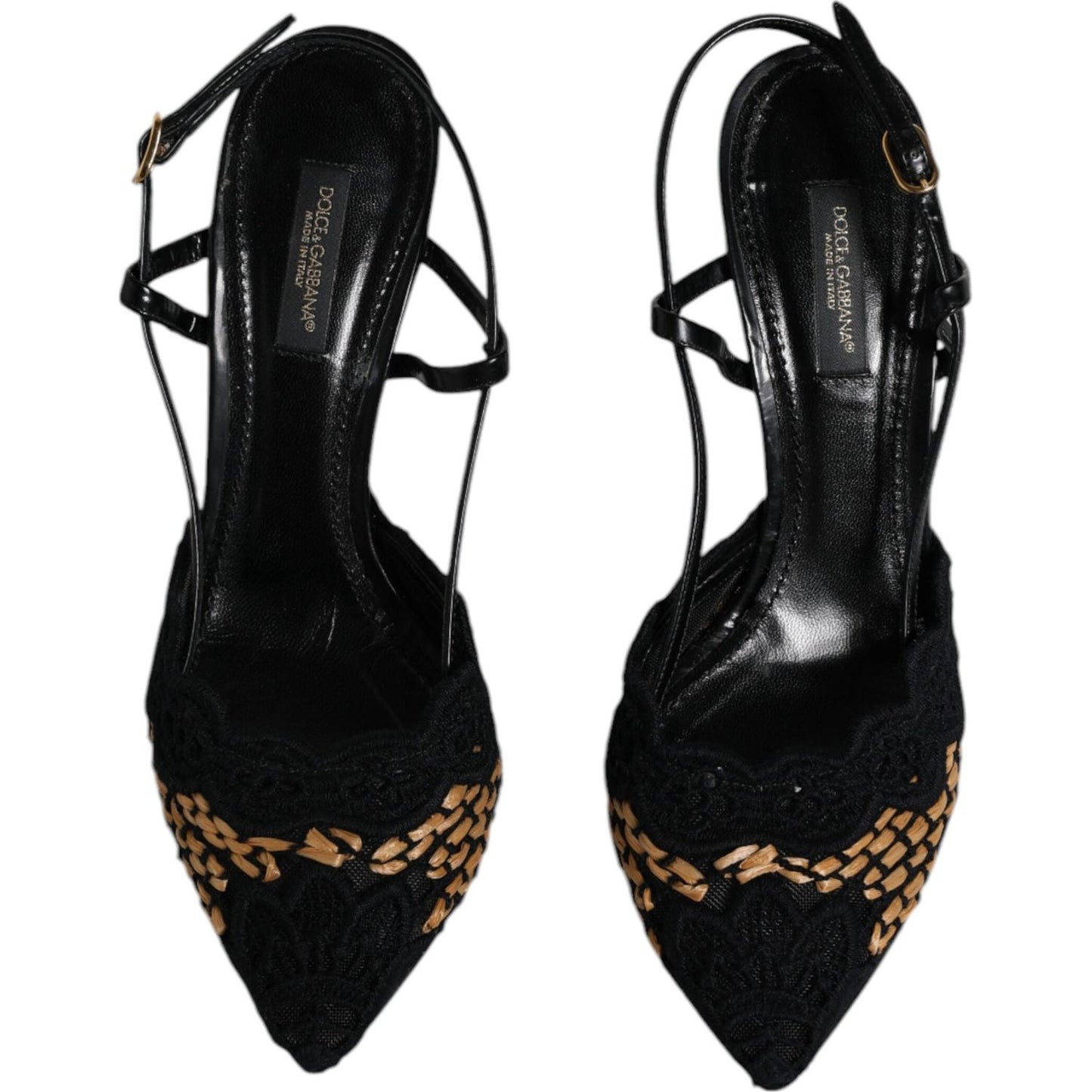 Dolce & Gabbana Black Brown Lace High Heels Slingback Shoes LA12021-35