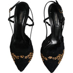 Dolce & Gabbana Black Brown Lace High Heels Slingback Shoes LA12021-35