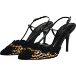 Dolce & Gabbana Black Brown Lace High Heels Slingback Shoes LA12021-35