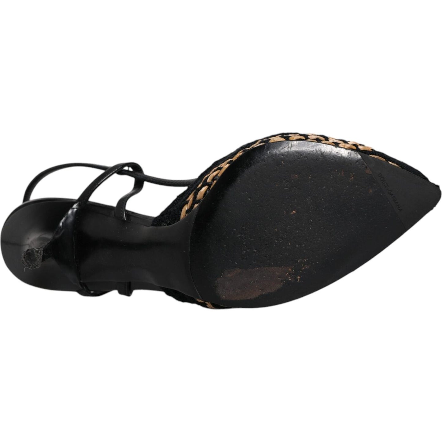 Dolce & Gabbana Black Brown Lace High Heels Slingback Shoes LA12021-35