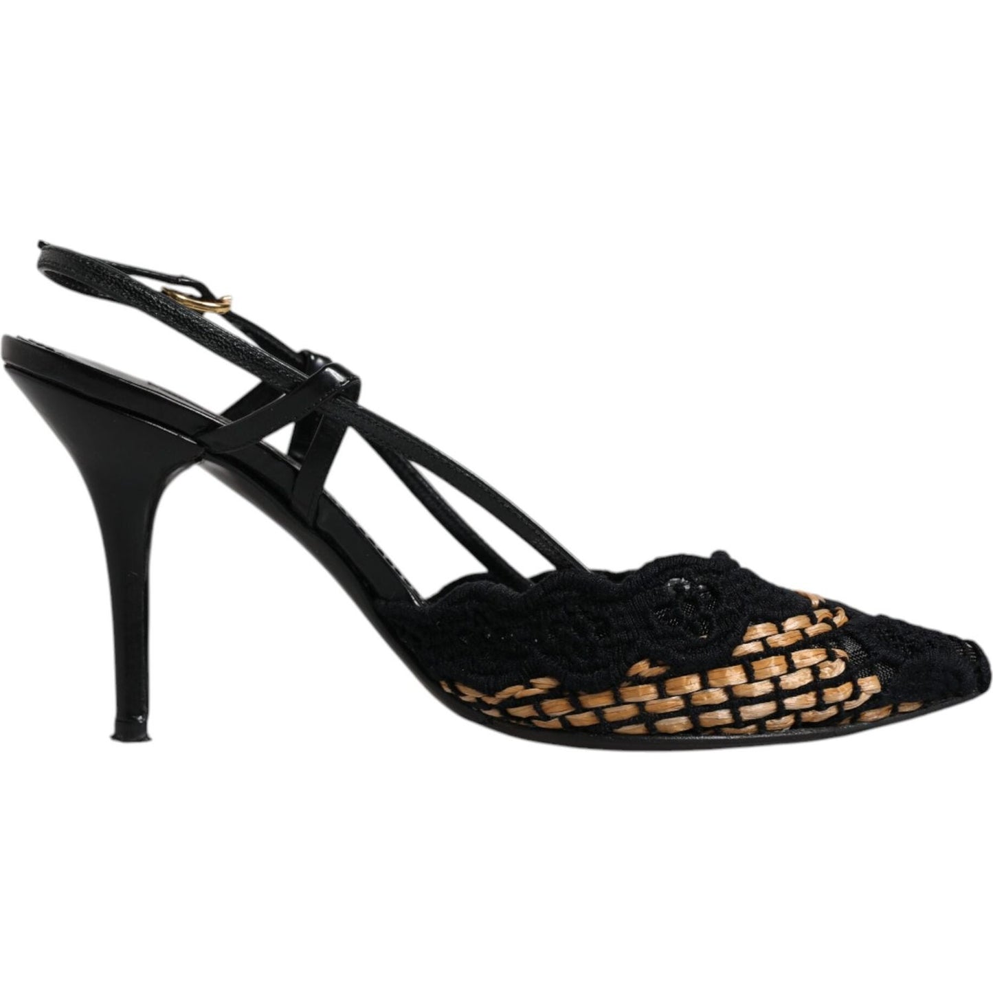Dolce & Gabbana Black Brown Lace High Heels Slingback Shoes LA12021-35