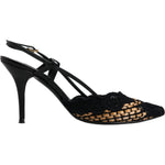 Dolce & Gabbana Black Brown Lace High Heels Slingback Shoes LA12021-35